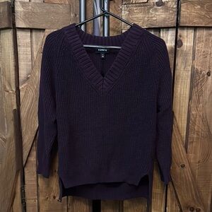 Express Purple V-Neck Sweater Soft Texture